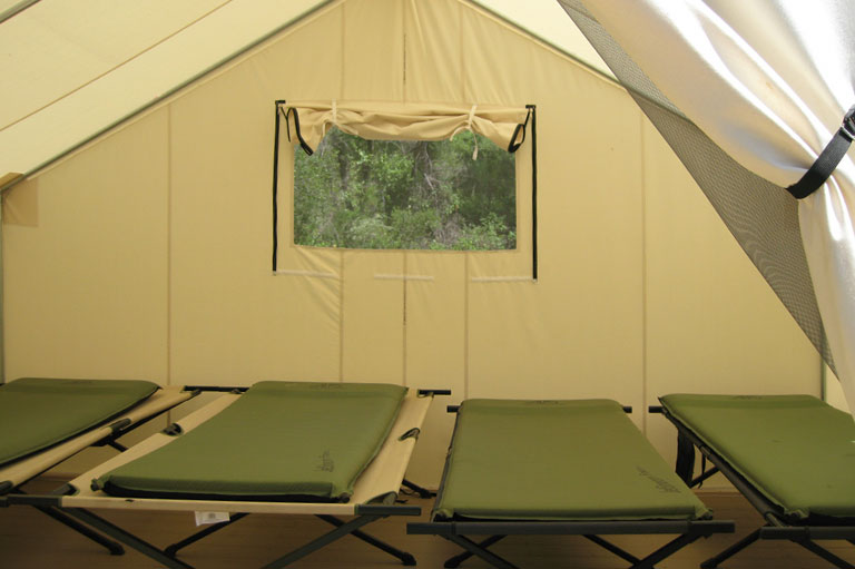 Cabin Tent Inside View, Whitewater Excitement's American River Campground